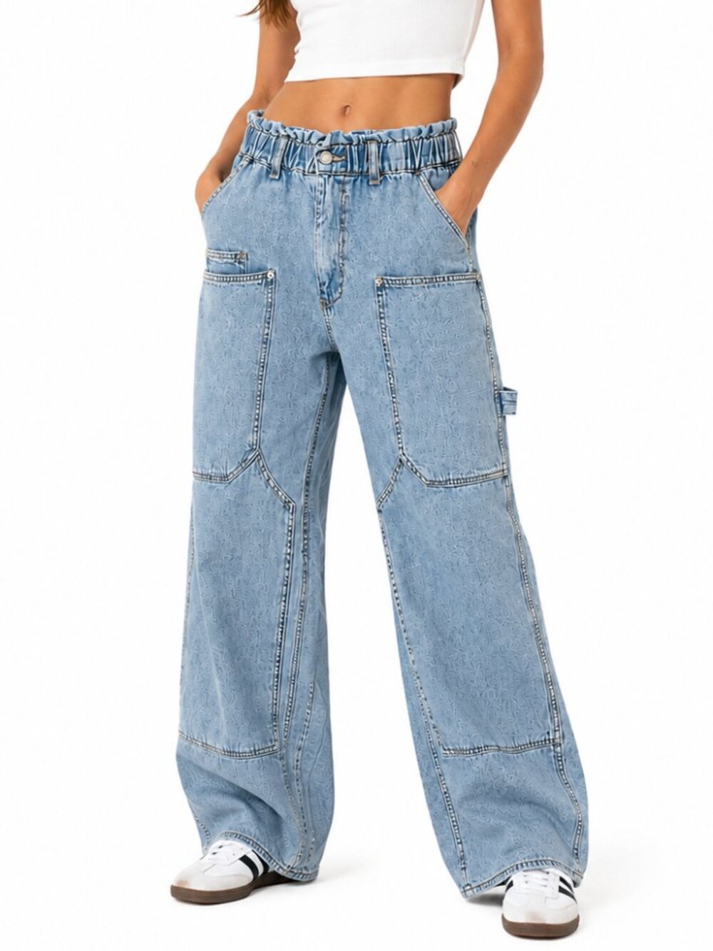 BDG (URBAN OUTFITTERS) Logan Elastic Waist  Carpenter Utility Jeans EUC size XS